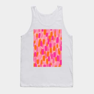 Abstract, Pink with Orange, Paint Brush Effect Tank Top